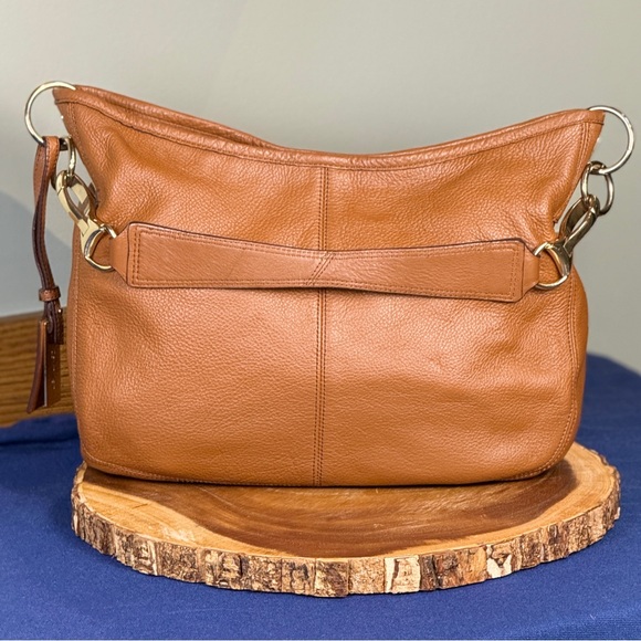 Calvin Klein Handbags - CALVIN KLEIN Cognac Pebbled Leather Hobo | Gold Ring Hardware